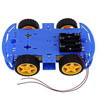 Blue 4 WD Smart Car Chassis For Robot Car Chassis wheels motors battery holder