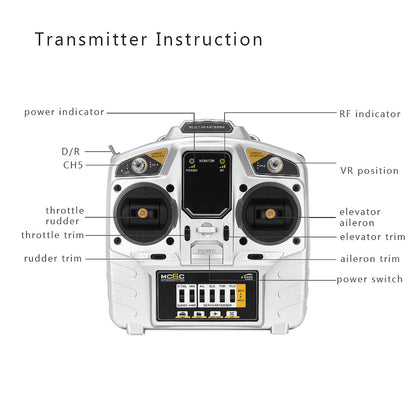MC6C 2.4G 6-Channel Controller Transmitter with Antenna Receiver MC7RB Radio System for RC Airplane Drone Quadcopter RC Car RC Boat Helicopter (Left Hand Throttle)_1