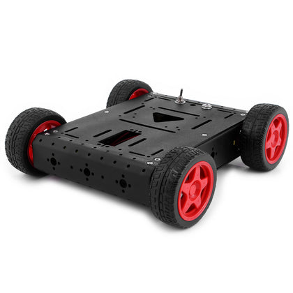 Export Quality 4WD Aluminum alloy DIY Robot car with motor and wheels(Black)