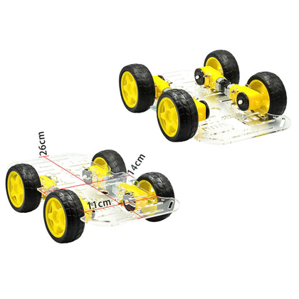 4 WD Smart Car Transparent Chassis single layer For Robot Car/tracking car With battery box
