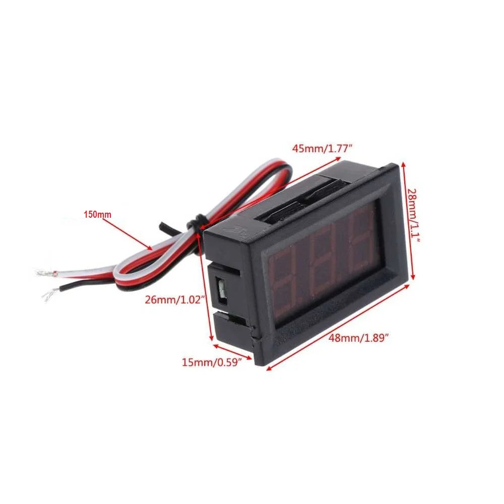 Test Voltmeters 10-Pack Mini DC 0-100V Digital Red LED Voltmeters - For ...