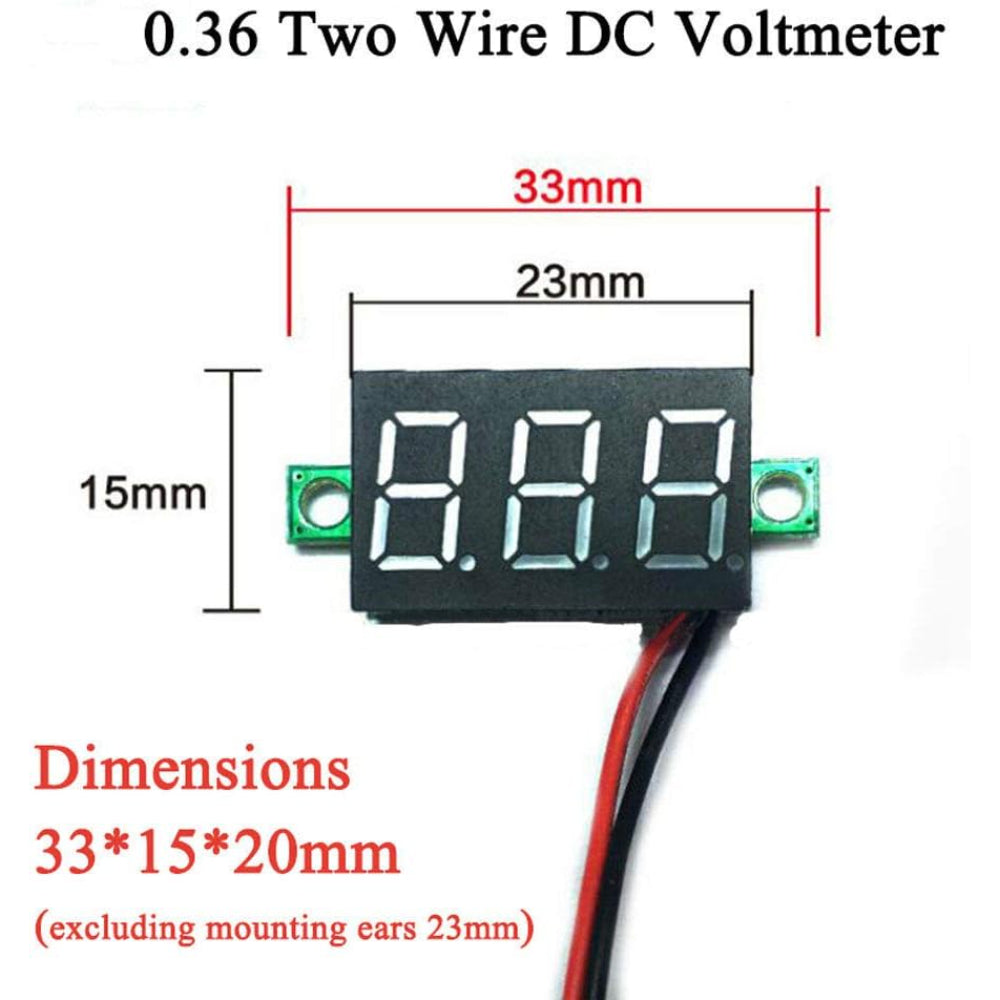 Voltmetro Digitale LED Giallo 0-33V DC – Mini Display 3 Fili R02 - Foto 3