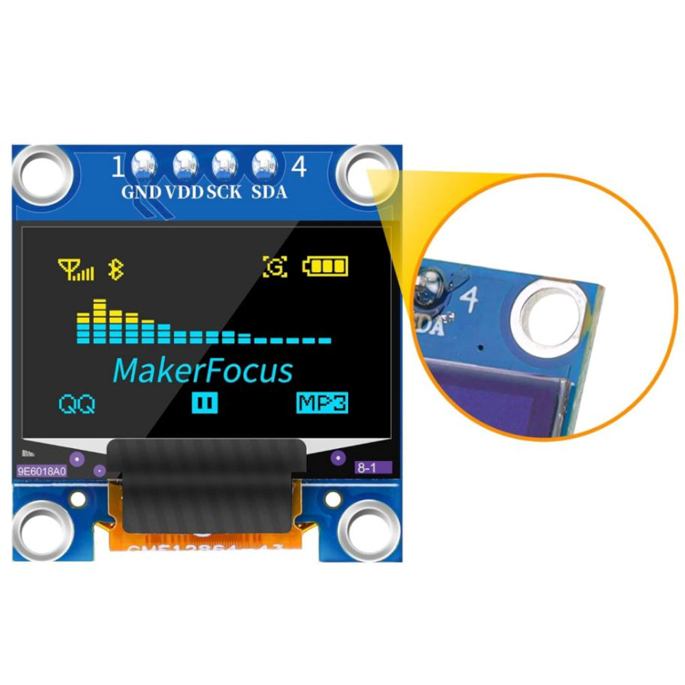 0.96 Inch I2C OLED Display Module Blue & Yellow 4-Pin