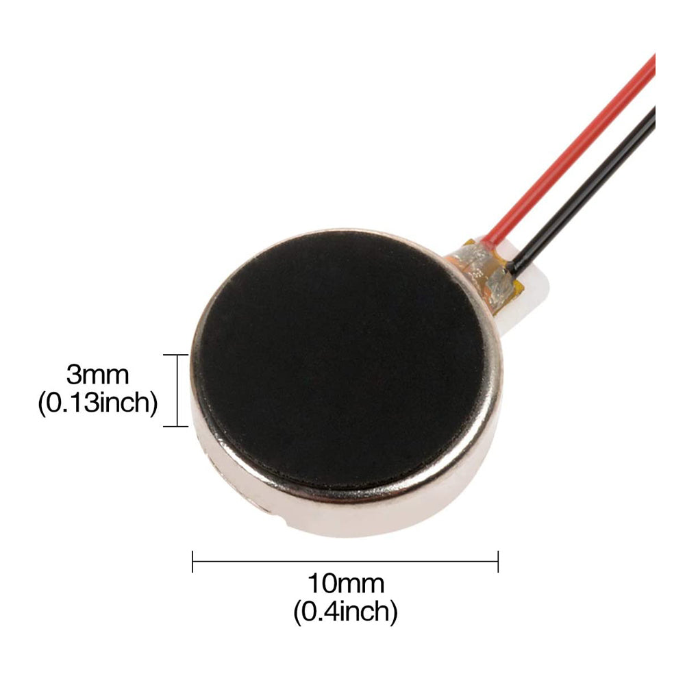 1027 3V Micro Vibrator Motor - 10mm Coin Type, Flat & Compact