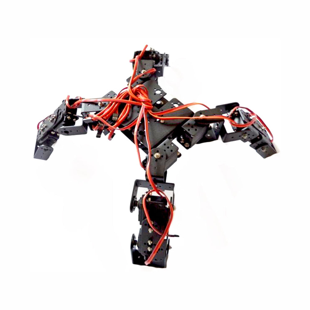 12 DOF Spider Robot Aluminium Robot Kit Four Leg Educational Toys (Silver)