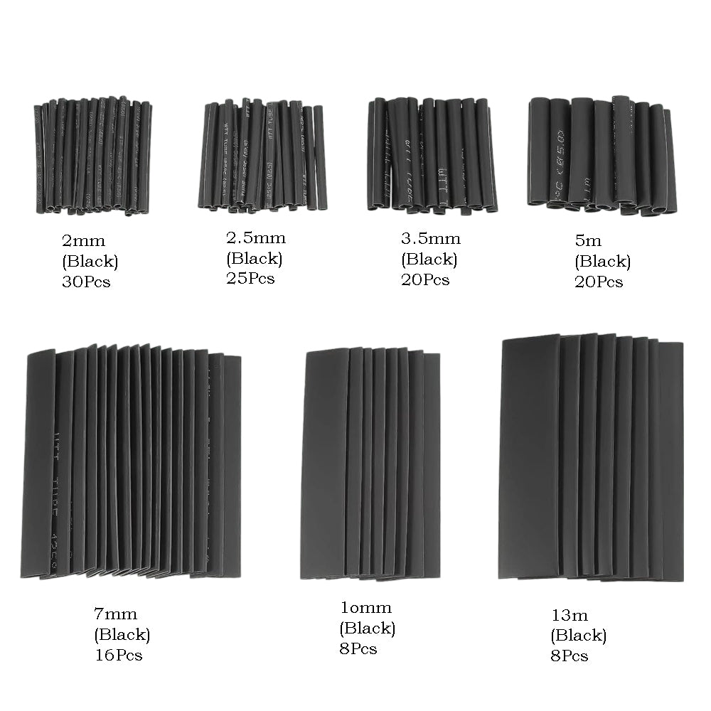 127 Piece Black Heat Shrink Tubing (Bag) Assorted Sizes_1