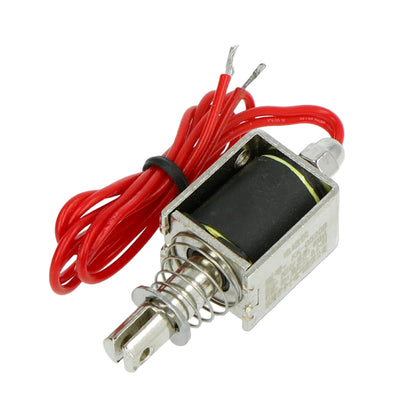 Front view of 12V push pull solenoid long stroke actuator