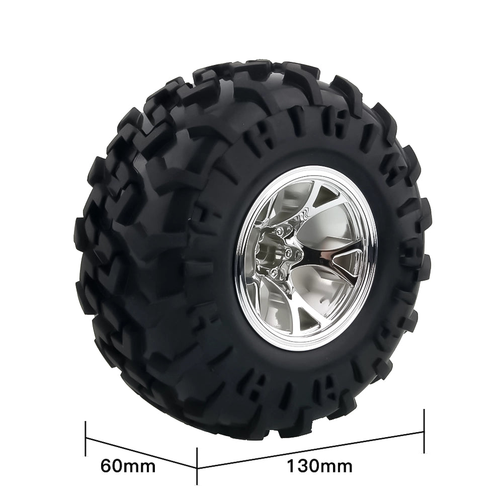 130mm Large and 60mm Width Off Road Robot rubber wheel (Silver)