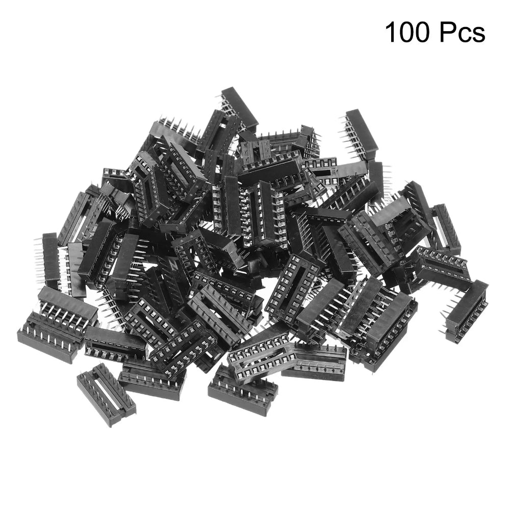 16 Pin Base 16 Pin DIP IC Base 7.62mm Width, 2.54mm Pitch - 100 Pcs