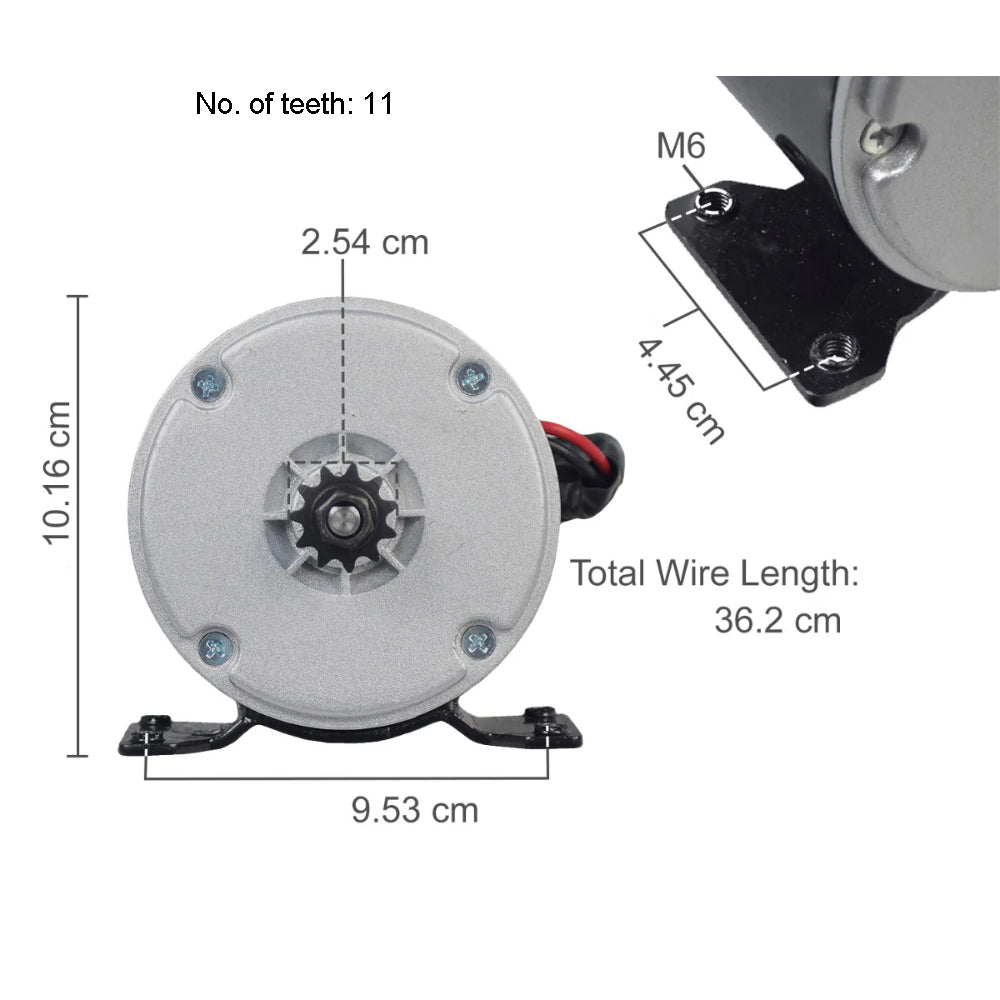 24V 250W MY1016 E Bike Brush Motor 2750 RPM High Speed