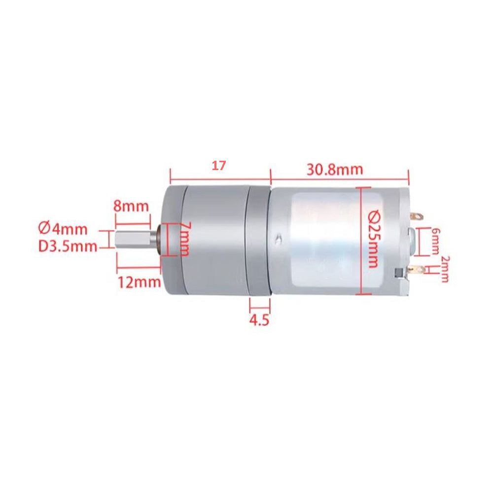 25GA370 280 RPM 12V 25mm Diameter centre D-Shaft DC high torque geared motor