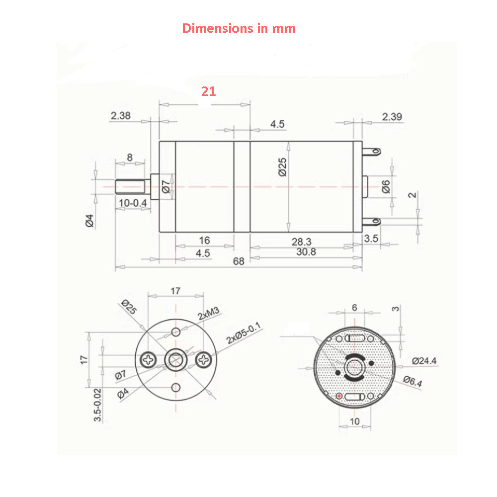 25GA370 130 RPM 12V 25mm Diameter centre D-Shaft DC high torque geared motor_1