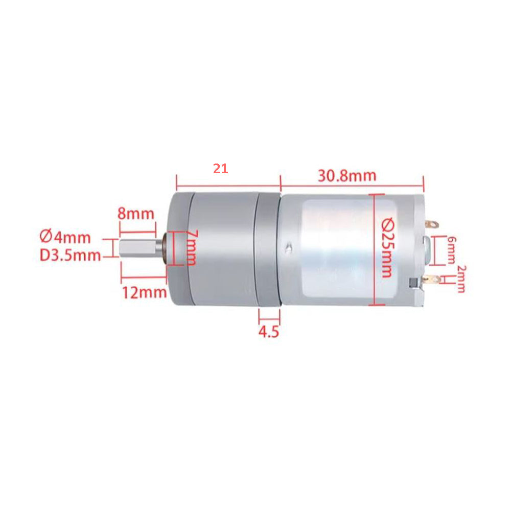 25GA370 130 RPM 12V 25mm Diameter centre D-Shaft DC high torque geared motor