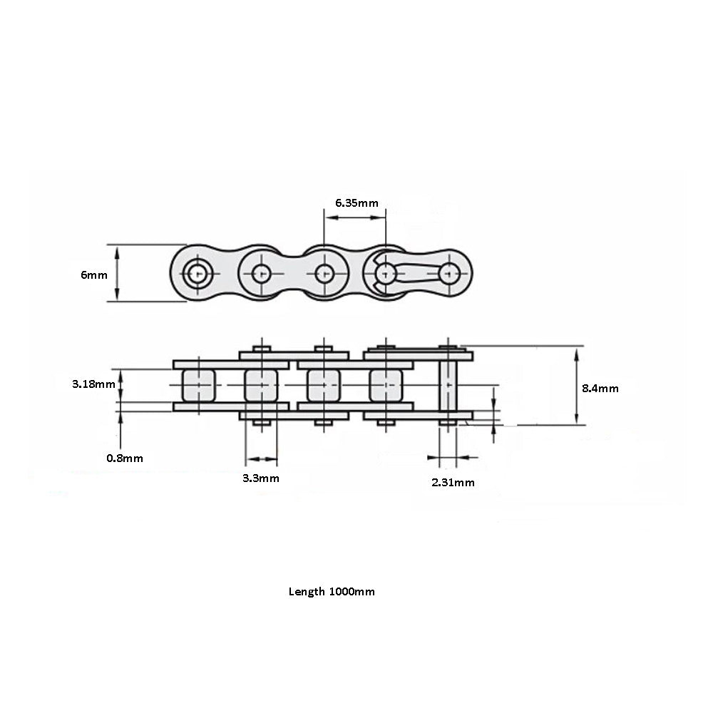 Row Point Chain 2 Points Small Chain 04C 1 Meter Single Row Industrial Drive Short Pit