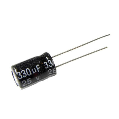 330uF/25V Electrolytic Capacitor 8x12mm. Lead space: 3mm-1