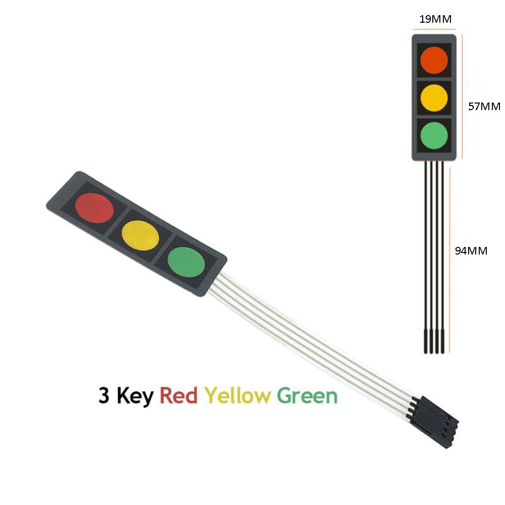 3 Key 3×1 Matrix Membrane Switch Keypad Red/Yellow/Green