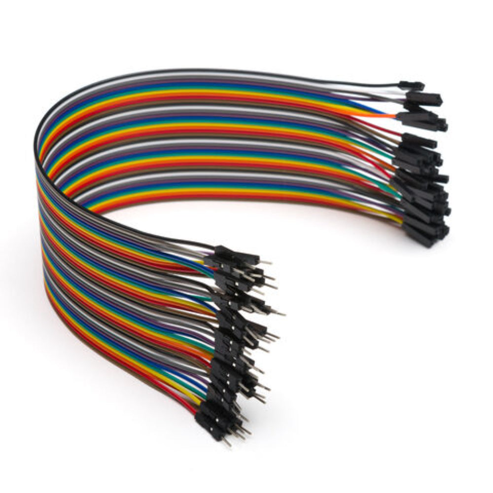 40 Cavetti Dupont 20cm – Maschio-Femmina 2.54mm – Per Arduino E Breadboard