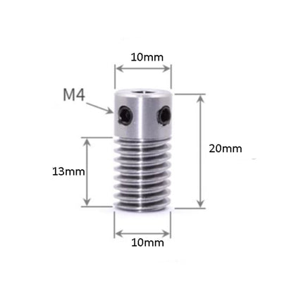 45 Steel BType 0.5 Modulus Worm Rod Dia 10mm Bore Hole 4mm_1