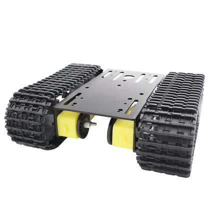 4WD Tracked Robot Tank Intelligent Car Chassis  Obstacle Avoidance Remote Control  DIY (Black)