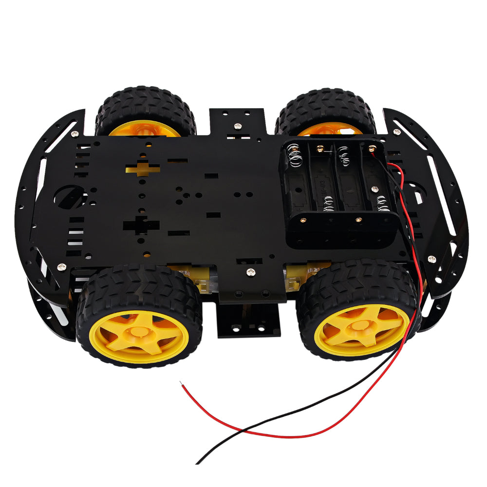 4WD Double Layer Black Robot Car Chassis Kit – DIY Robotics Platform_1