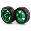(2pcs) Export Quality 65mm Robot Smart Car Wheel Green Colour
