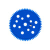 Blue 65mm plastic spur gear with 60 teeth for robotics