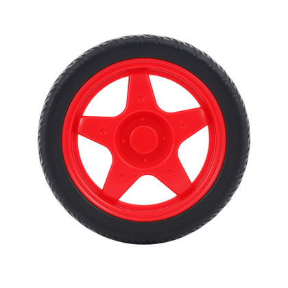 Side view showing width and tread of 65mm BO motor wheel