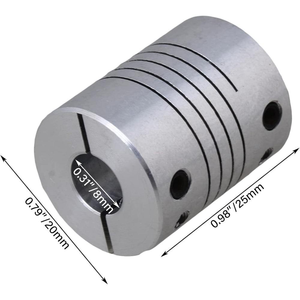 8mm to 8mm Shaft Coupling Flexible Coupler Motor Connector Joint L25xD20 Silver for Stepper Motor Nema 17