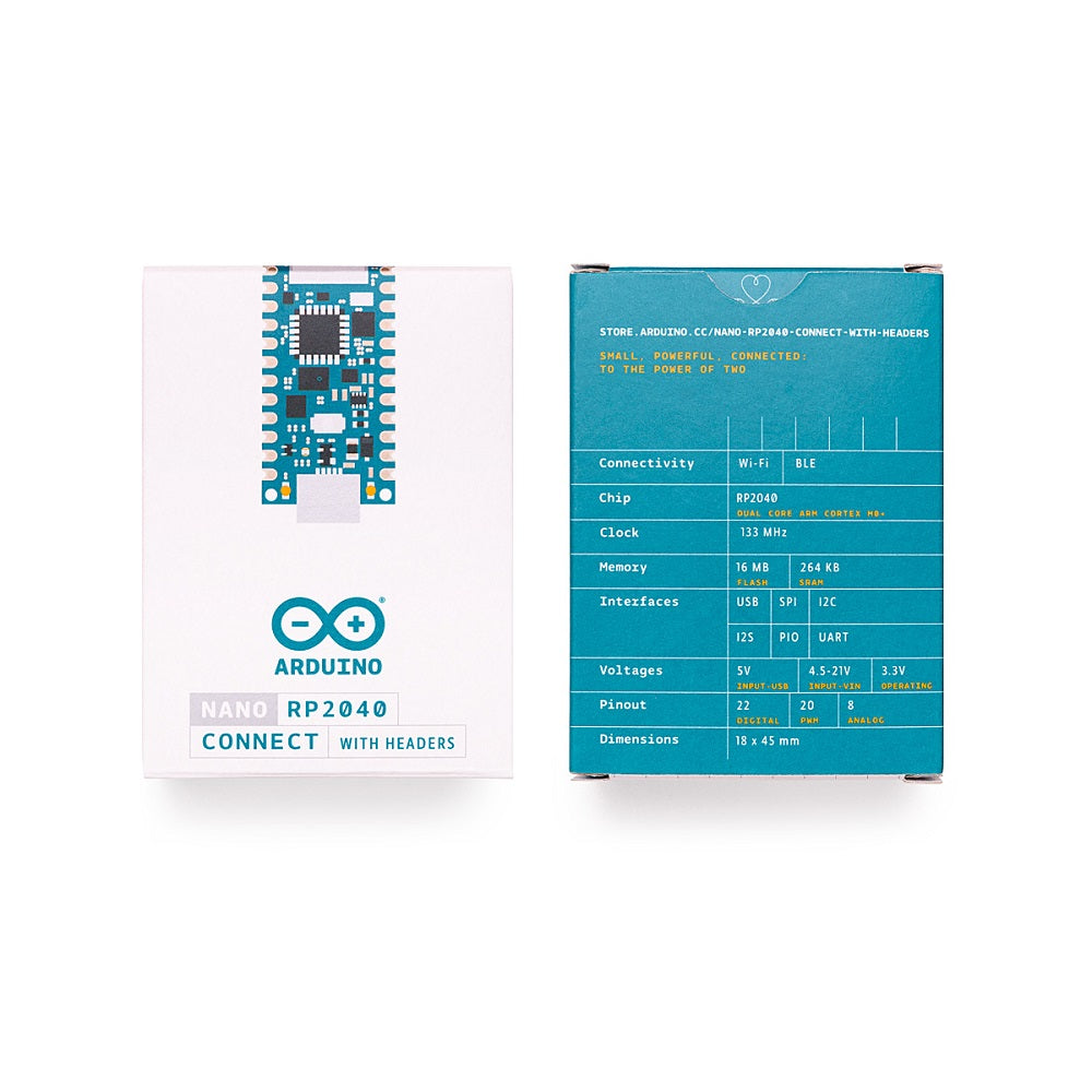 Arduino Nano RP2040 Connect Con Headers - Microcontroller Wi-Fi E Bluetooth Per IoT E Robotica