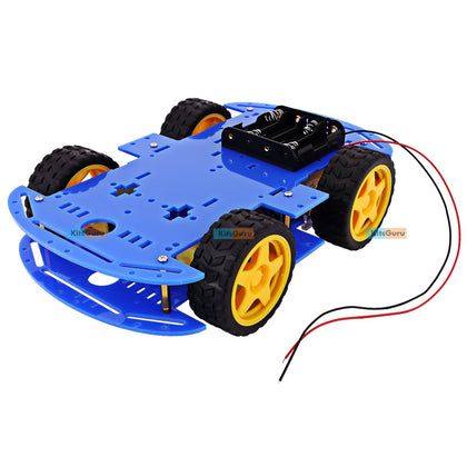 Blue 4 WD Smart Car Chassis For Robot Car Chassis wheels motors battery holder