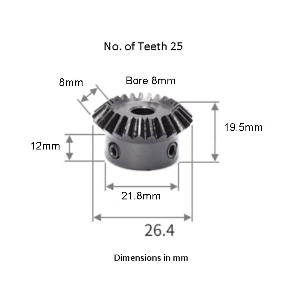 Module 1/1.5/2/2.5/3 Bevel Gear Set C45 Steel 90° 1:1 Pairing 15/20/25/30 Tooth