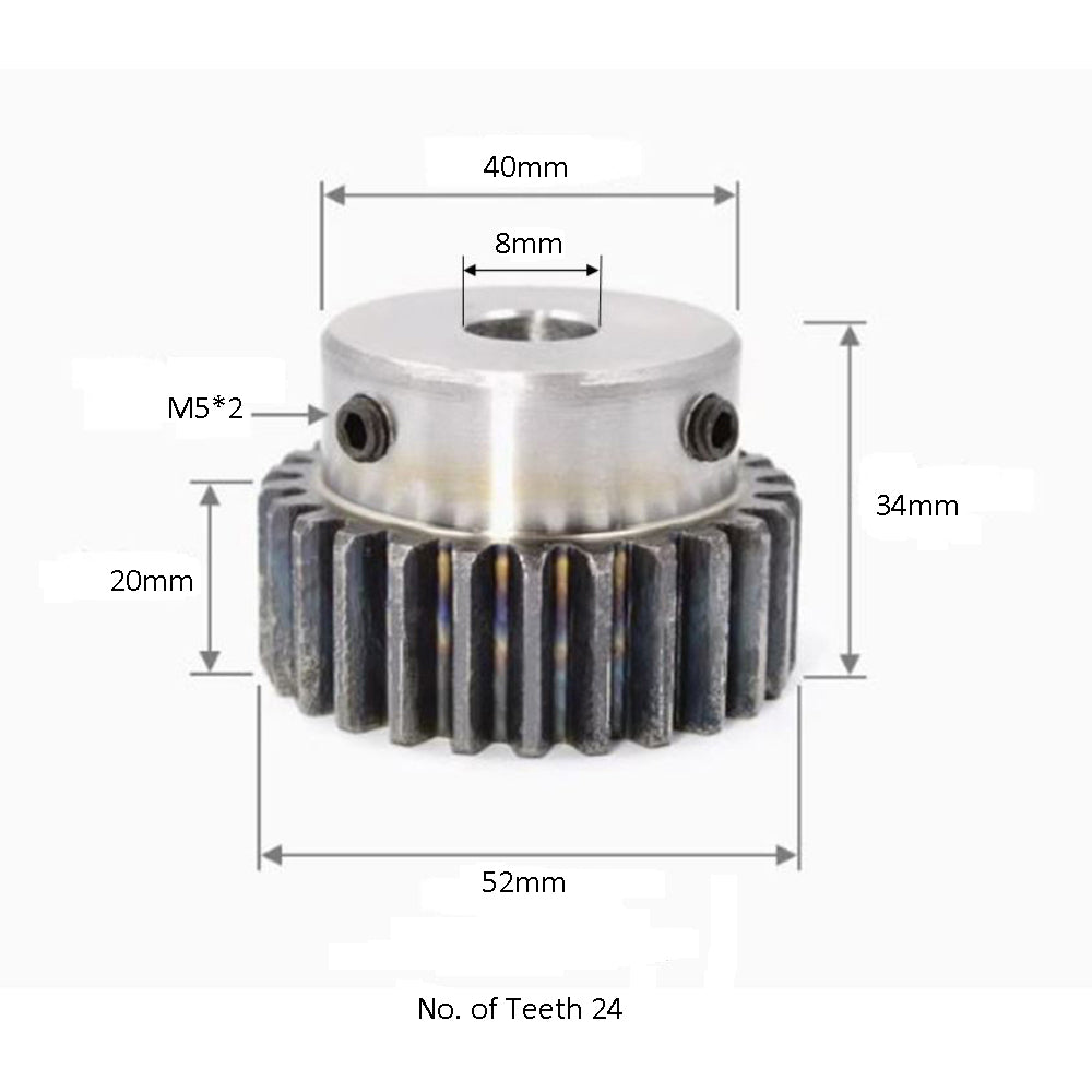 boss gear 2 Module 24 Teeth Hole 8mm Boss Spur Gear