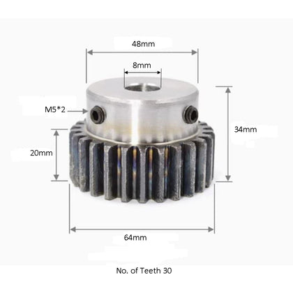 Boss Gear 2 Module 30 Teeth Spur Gear 8mm Hole_1