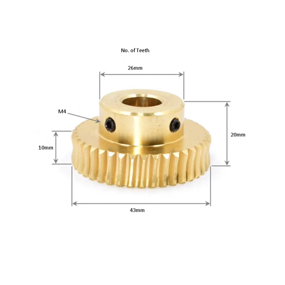 Copper Worm Gear 1 Mode 40 Tooth Holes 8mm_drawing