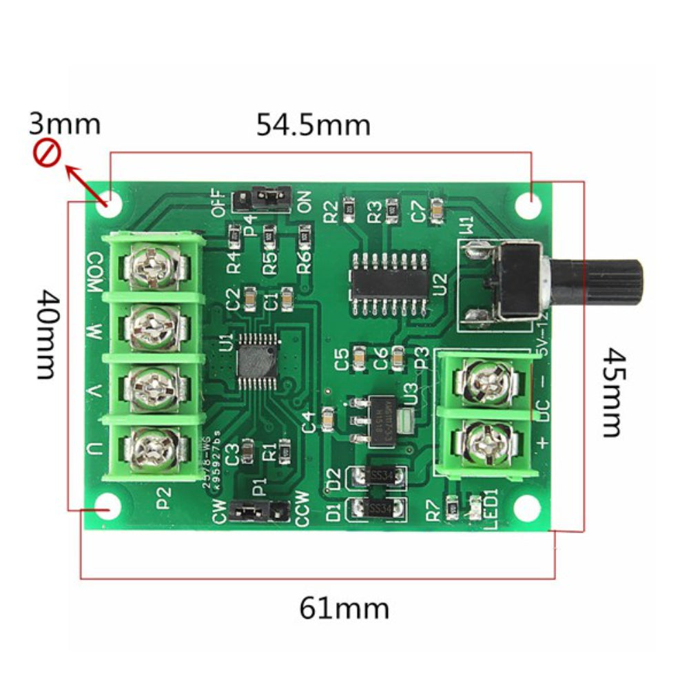 Produktbild von 9V–12V DC Brushless Motor Treiber Board – 3- Oder 4-Draht, 1,8 A, Mit Überstromschutz, 24 G