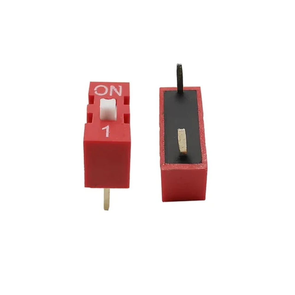 100pcs Slide Type DIP Switch - 1-Bit, 1 Position, 2.54mm Pitch, Red - New