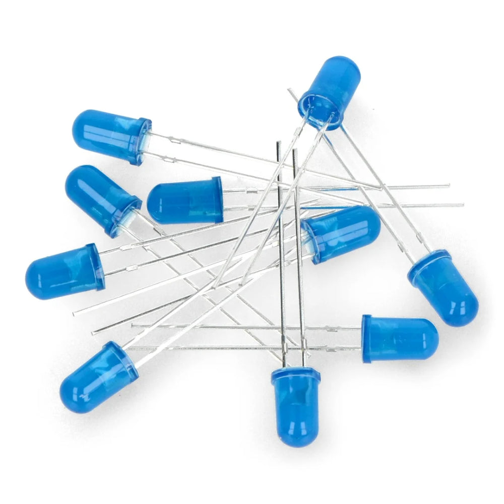Elpohl 50 Pack Blue 5mm LEDs - Very Bright, Diffused Housing - New