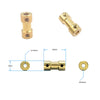 Brass shaft coupler with M3 screws