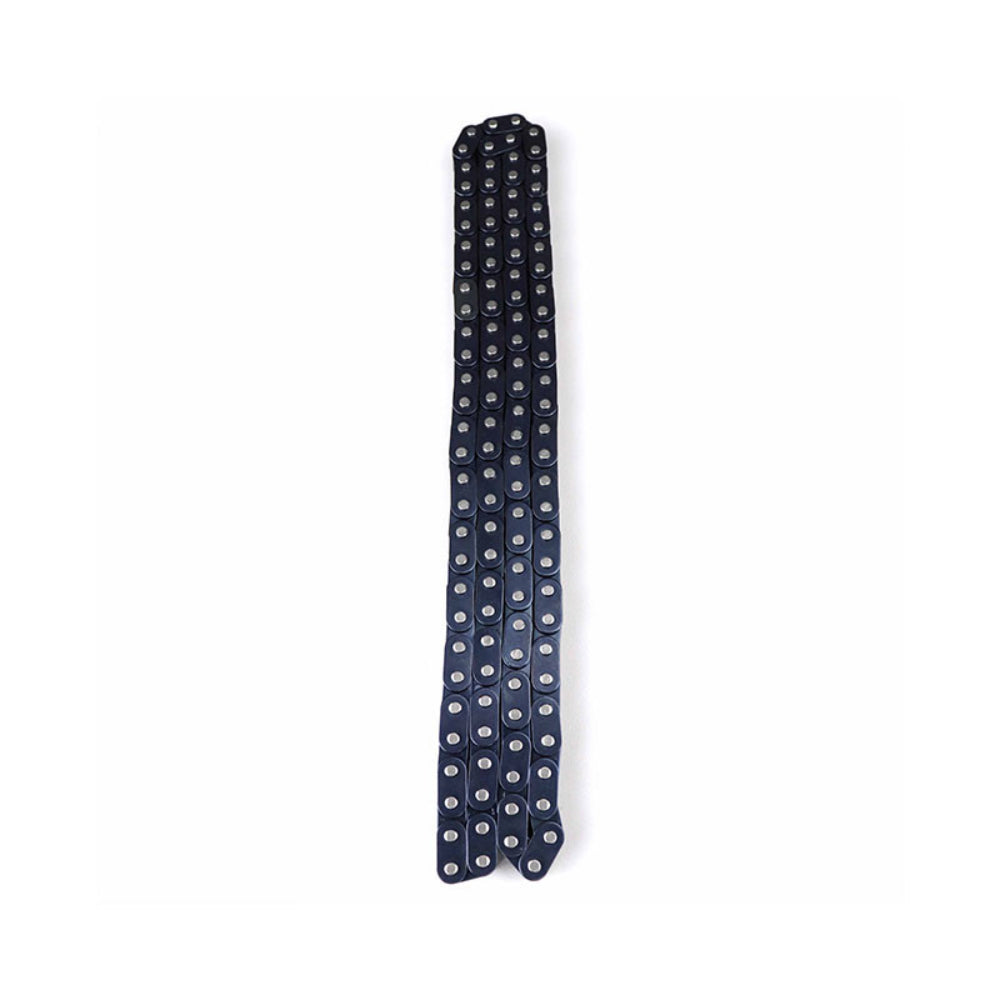 Model	
T8F

Pitches	
120

Length(mm)	
96

Roller Diameter(mm)                       	
6.5

Pin Diameter(mm)	
3.15

Roller width(mm)	
4.7

Weight(g)	
307


