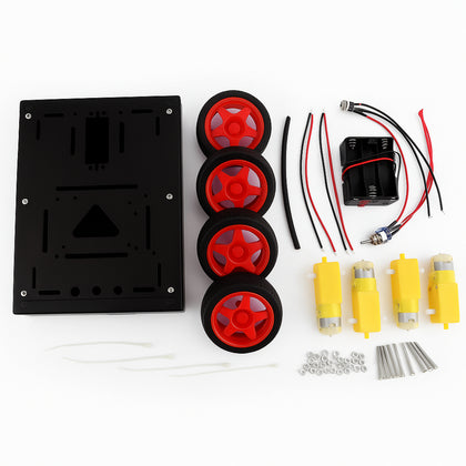 Export Quality 4WD Aluminum alloy DIY Robot car with motor and wheels(Black)_2