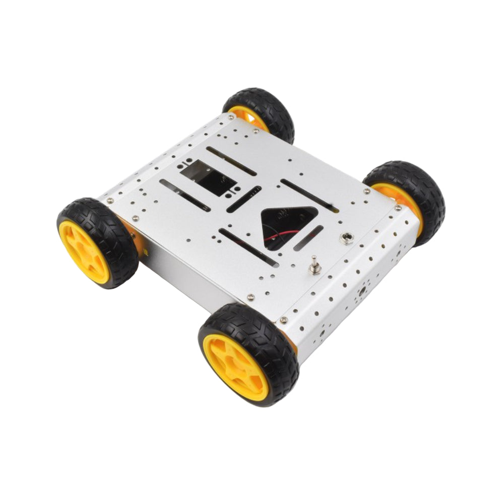 Export Quality 4WD Aluminum alloy DIY Robot car with motor and wheels Silver