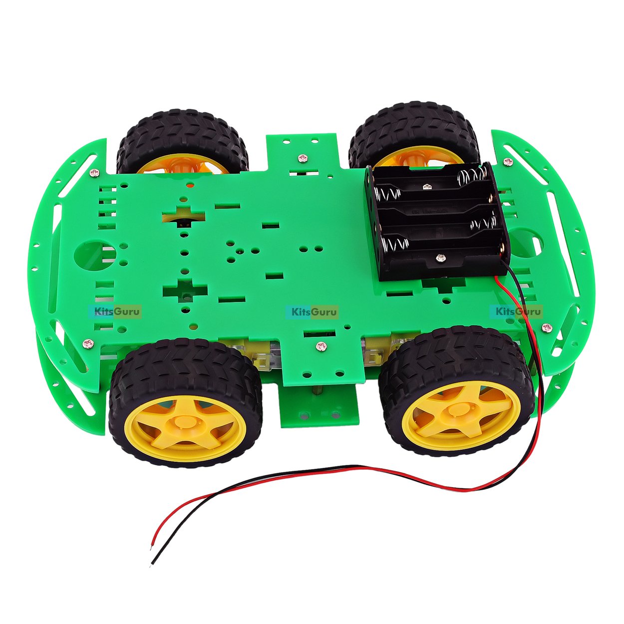 Green 4 WD Smart Car Chassis For Robot Car Chassis wheels motors battery holder