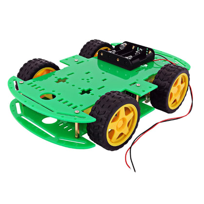 Green 4 WD Smart Car Chassis For Robot Car Chassis wheels motors battery holder