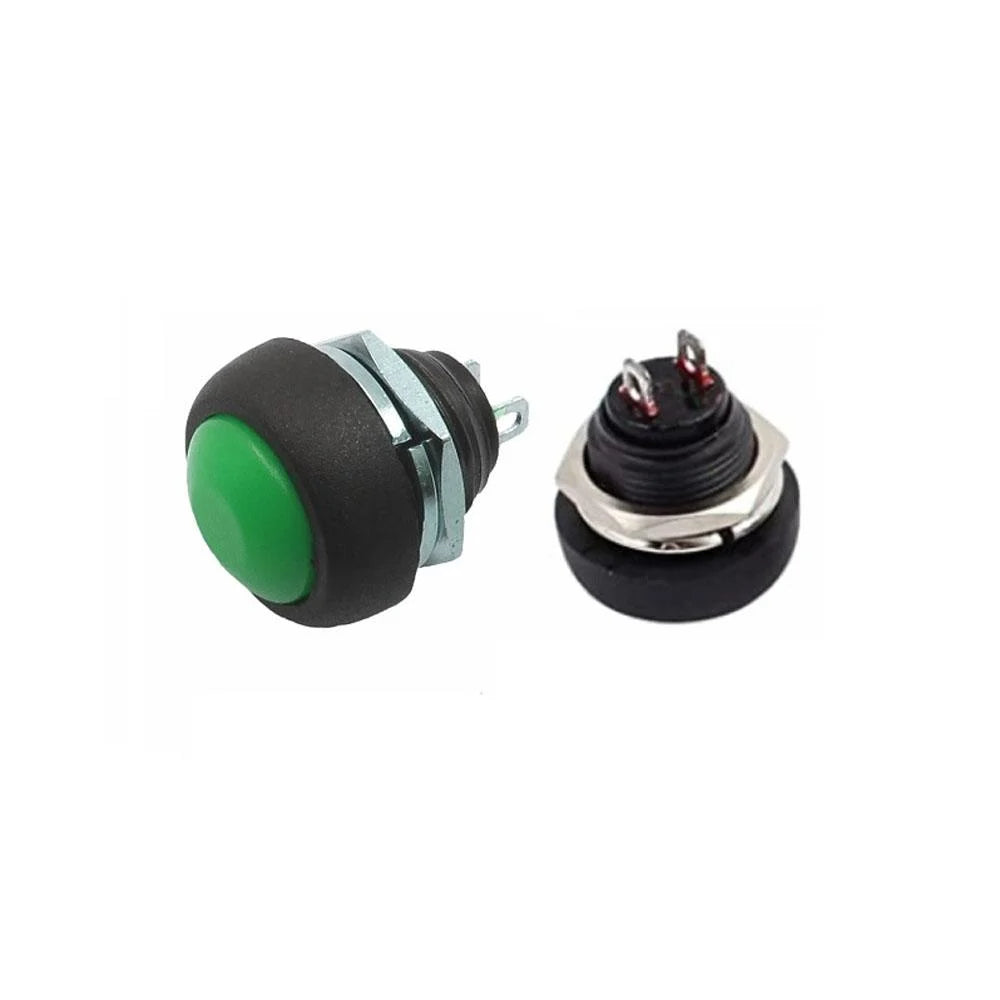 Green Waterproof PBS-33B 12MM 2PIN Self-Reset Mini Round Push Button
