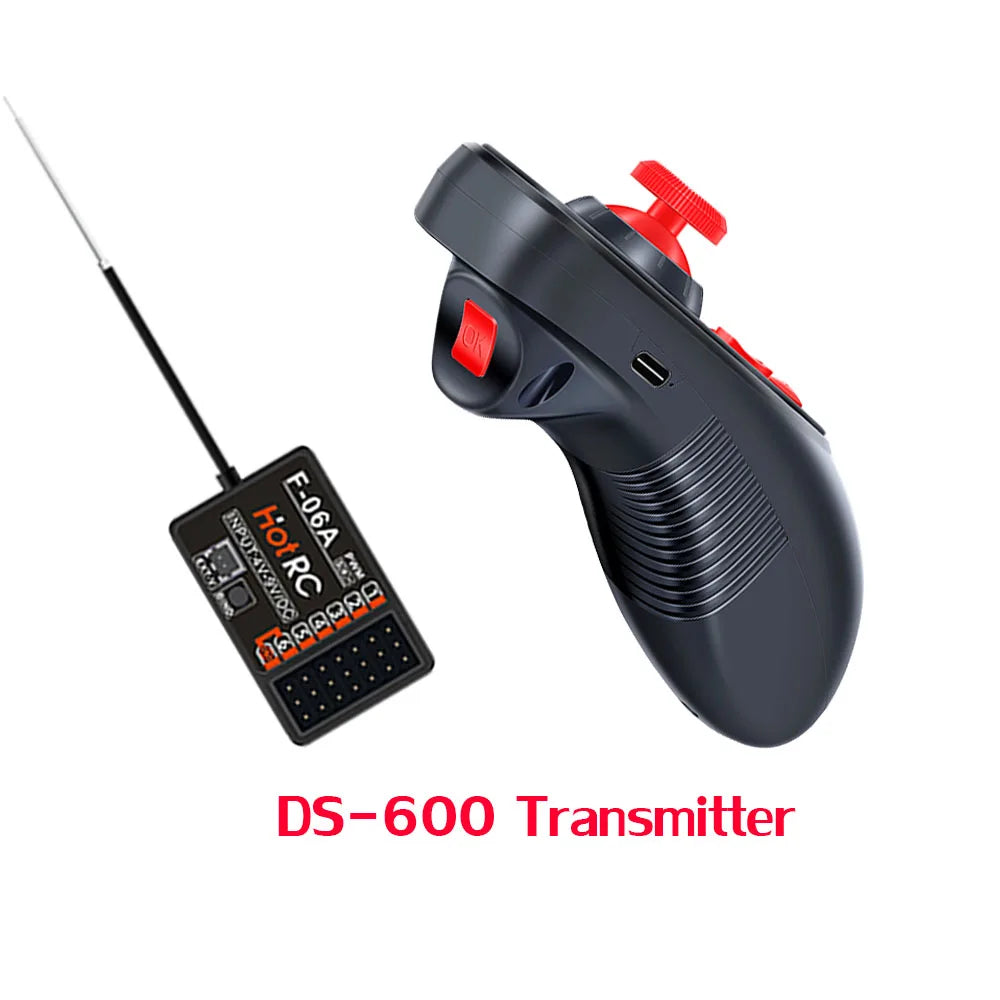 HOTRC DS-600 – Émetteur-récepteur 6 Canaux 2,4 GHz, Télécommande Pistol Grip Pour Bateau RC, Avec 2 Récepteurs DS-600, Portée 400-500 M