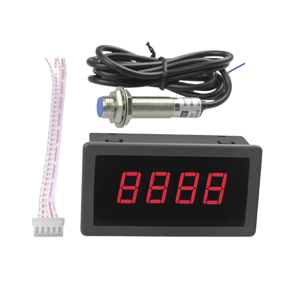 LED 4 Digit Red Display Indicators Tachometer+Hall Proximity Switch ...