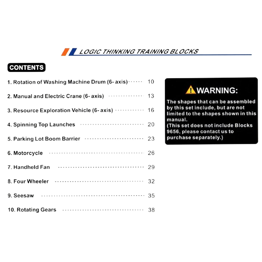 Logic Thinking Training Blocks (6-Axis Power Set, 6 Modules + Blocks 9656)