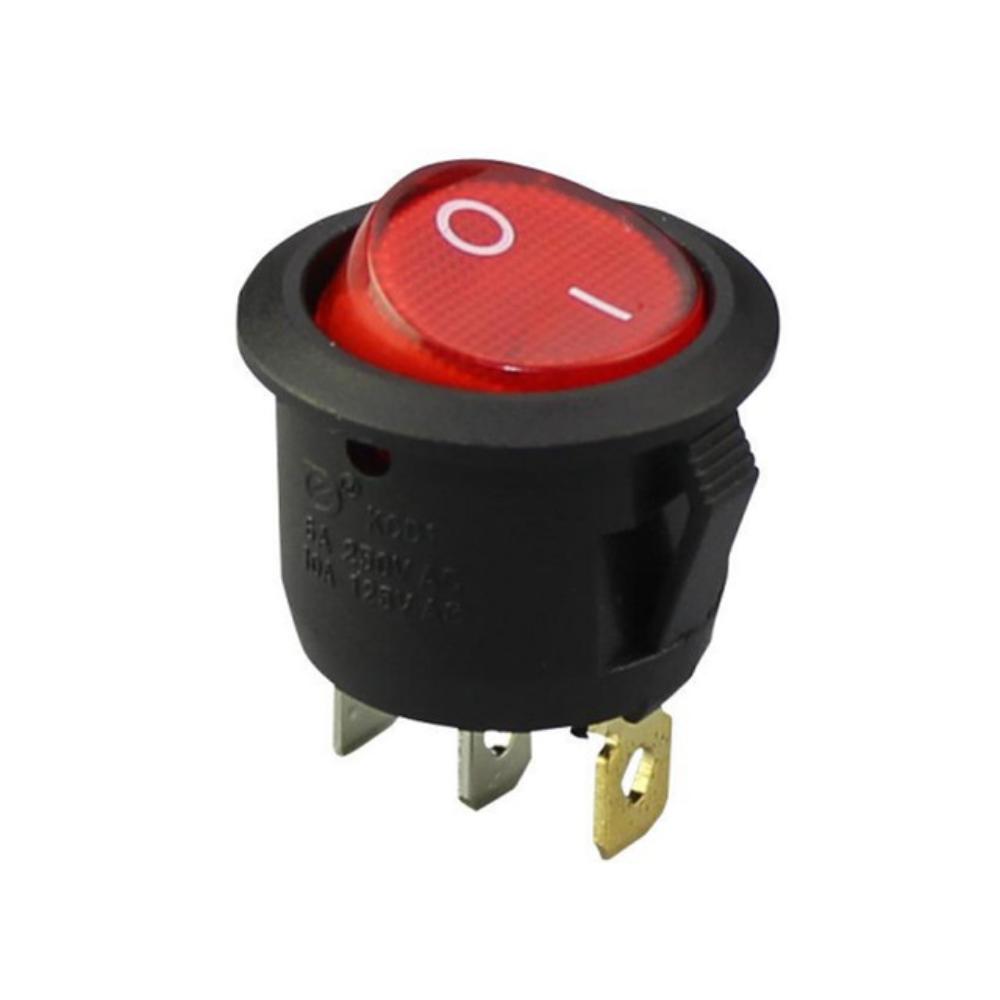 On-Off Round Rocker Switch 3feet- 6A 250V (RED)