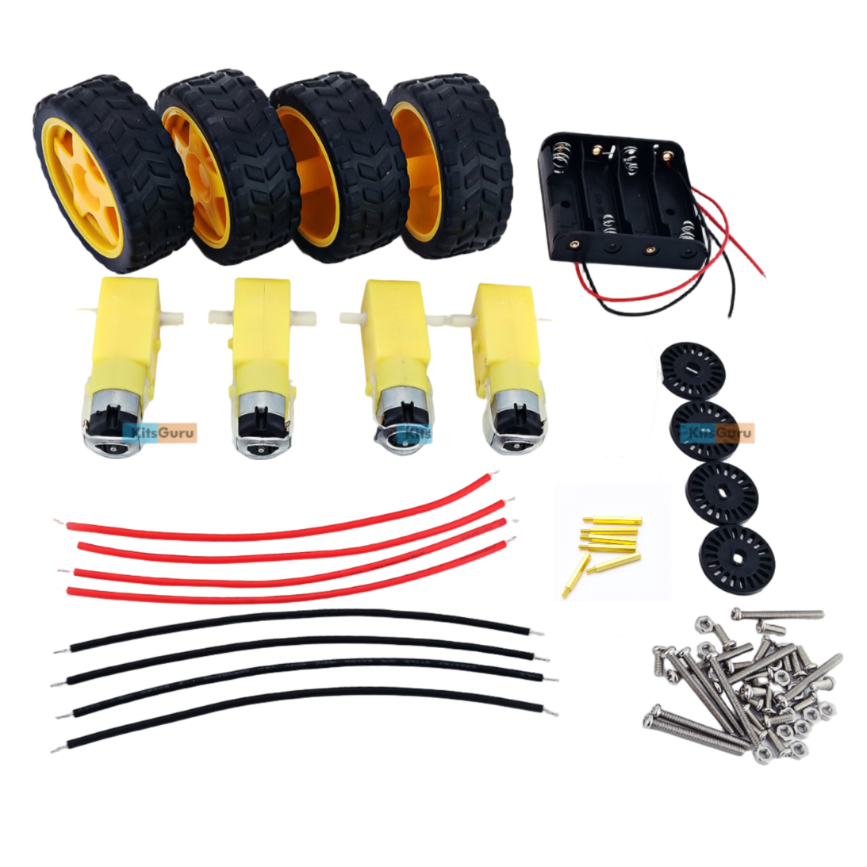 Green 4 WD Smart Car Chassis For Robot Car Chassis wheels motors battery holder-3