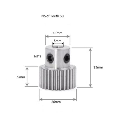 Shoulder Spur Gear 0.5 module Gear 50 Teeth 5mm Hole_1